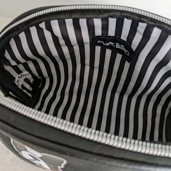 marc tetro Boston Terrier Large Cosmetic Case Pouch Bag PVC Saffiano Black NWT - Picture 11 of 12
